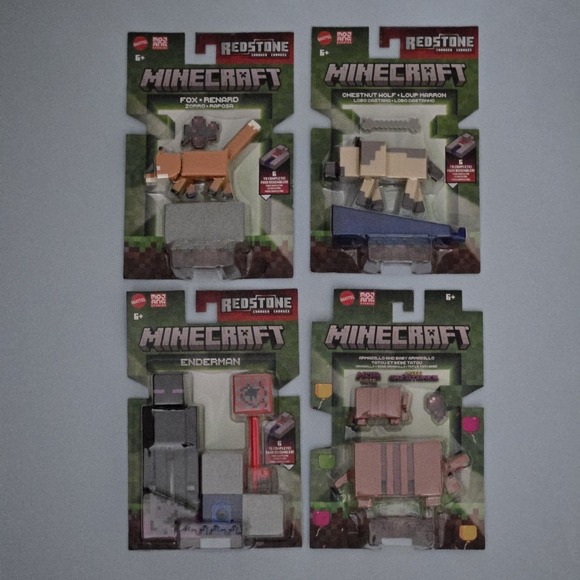 Mattel Other - Minecraft Creature & Mob Figures Lot 4 3.5" Mojang New Redstone Variants